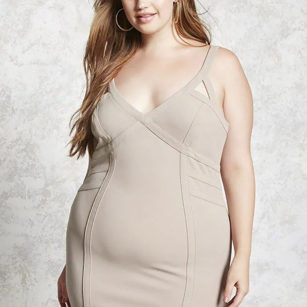 FOREVER 21+ Tan Bodycon Mini Dress
